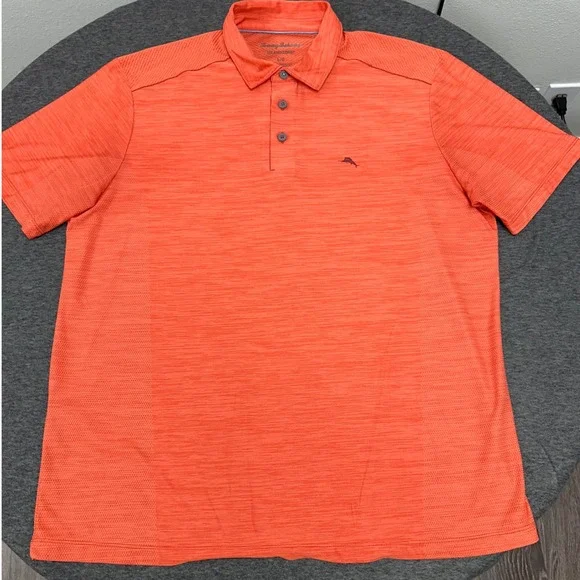 Tommy Bahama IslandZone Polo Shirt Vibrant Coral Performance Golf Large Beach - Picture 2 of 13